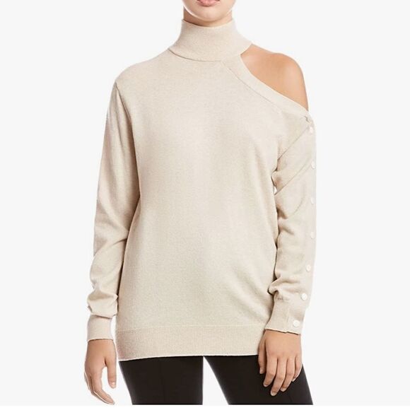 Bailey 44 Kitty Cutout Turtleneck Knitted Sweater, Eggshell Sz. XS - Picture 1 of 9